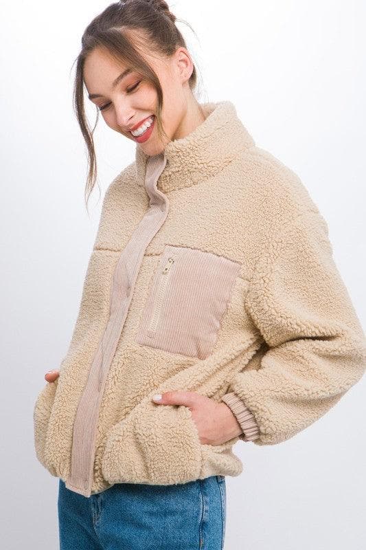 LOVE TREE Sherpa Puffer Jacket - SwagglyLife Home & Fashion