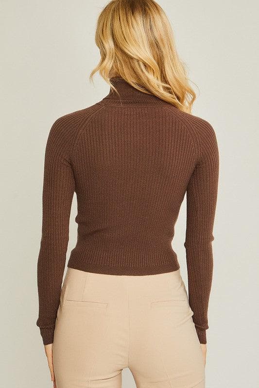 LOVE TREE Turtleneck Ribbed Knit Sweater Top - SwagglyLife Home & Fashion