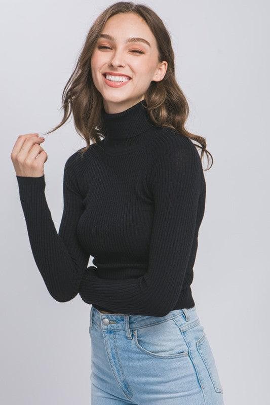 LOVE TREE Turtleneck Ribbed Knit Sweater Top - SwagglyLife Home & Fashion