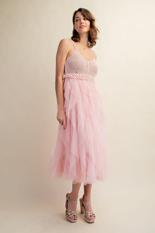 LOVELY Tulle Midi Crochet Dress - SwagglyLife Home & Fashion