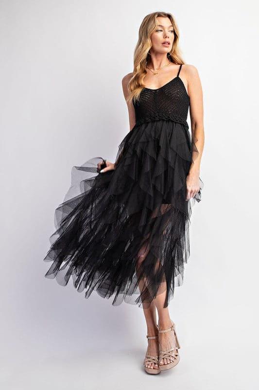 LOVELY Tulle Midi Crochet Dress - SwagglyLife Home & Fashion