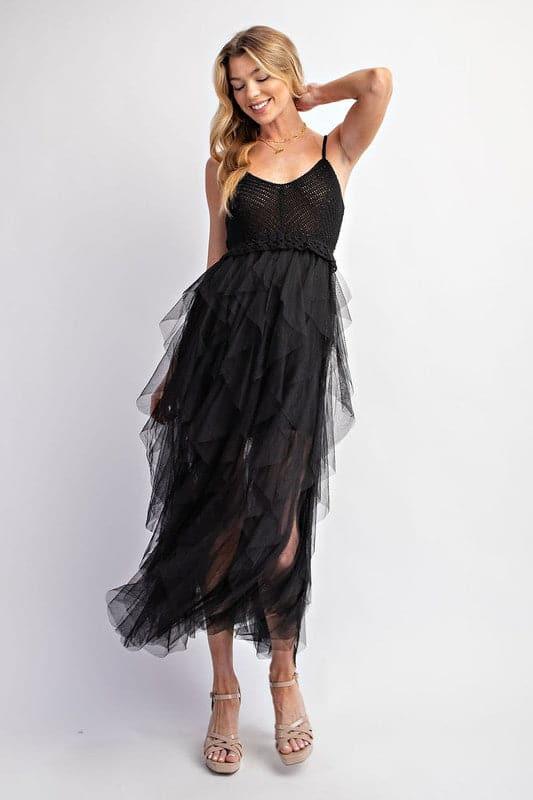 LOVELY Tulle Midi Crochet Dress - SwagglyLife Home & Fashion