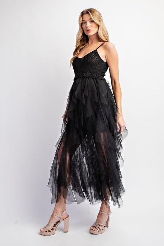 LOVELY Tulle Midi Crochet Dress - SwagglyLife Home & Fashion