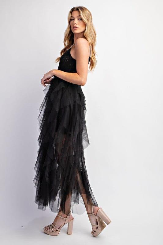 LOVELY Tulle Midi Crochet Dress - SwagglyLife Home & Fashion