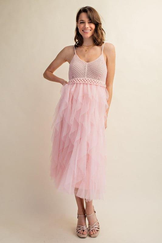 LOVELY Tulle Midi Crochet Dress - SwagglyLife Home & Fashion