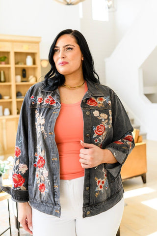 Lovely Visions Flower Embroidered Jacket - SwagglyLife Home & Fashion