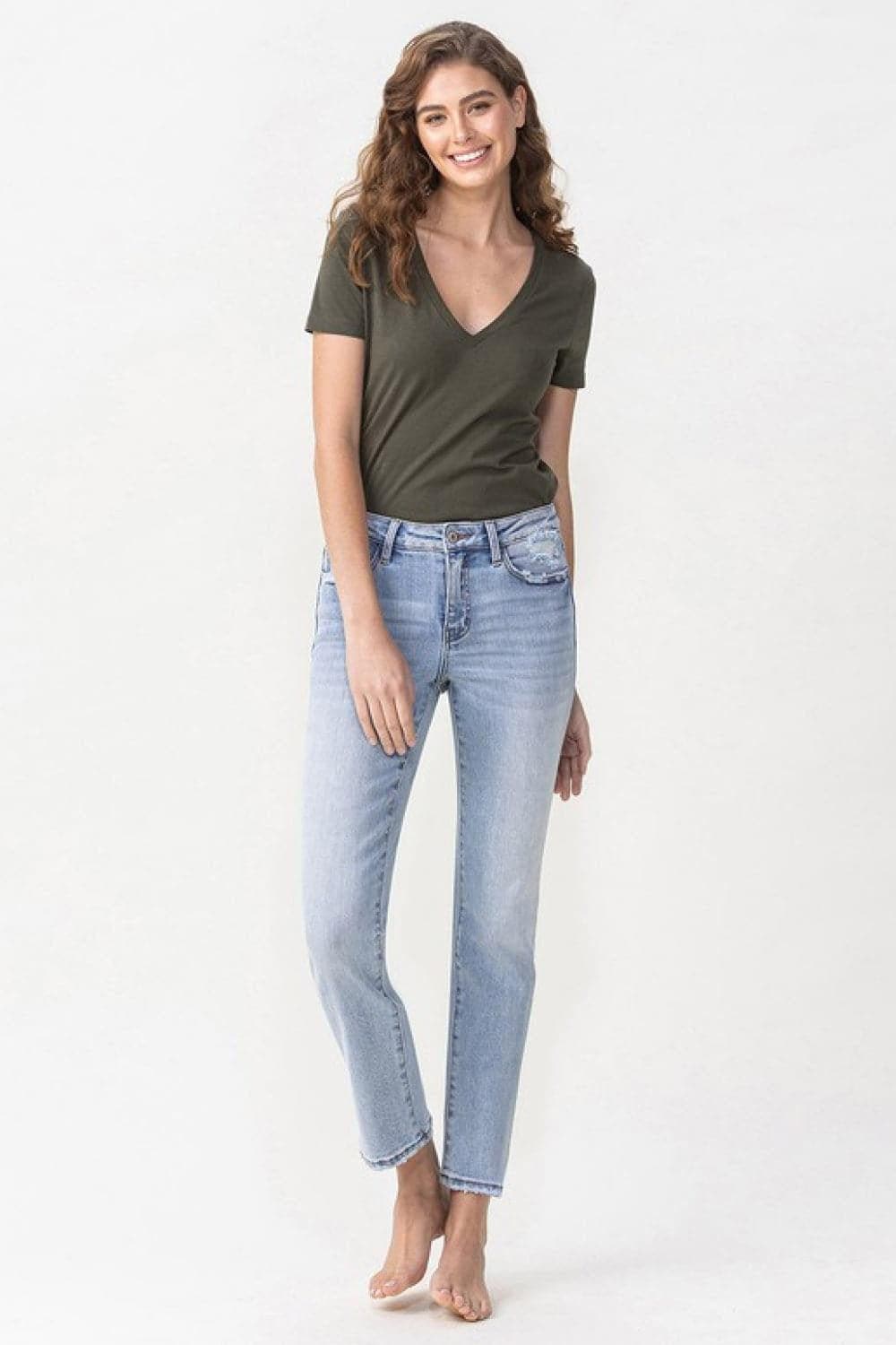 LOVERVET Full Size Andrea Midrise Crop Straight Jeans - SwagglyLife Home & Fashion