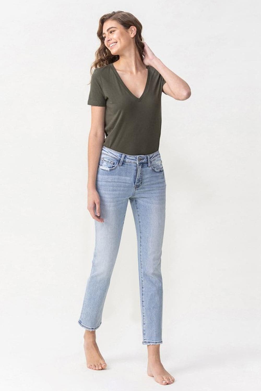 LOVERVET Full Size Andrea Midrise Crop Straight Jeans - SwagglyLife Home & Fashion