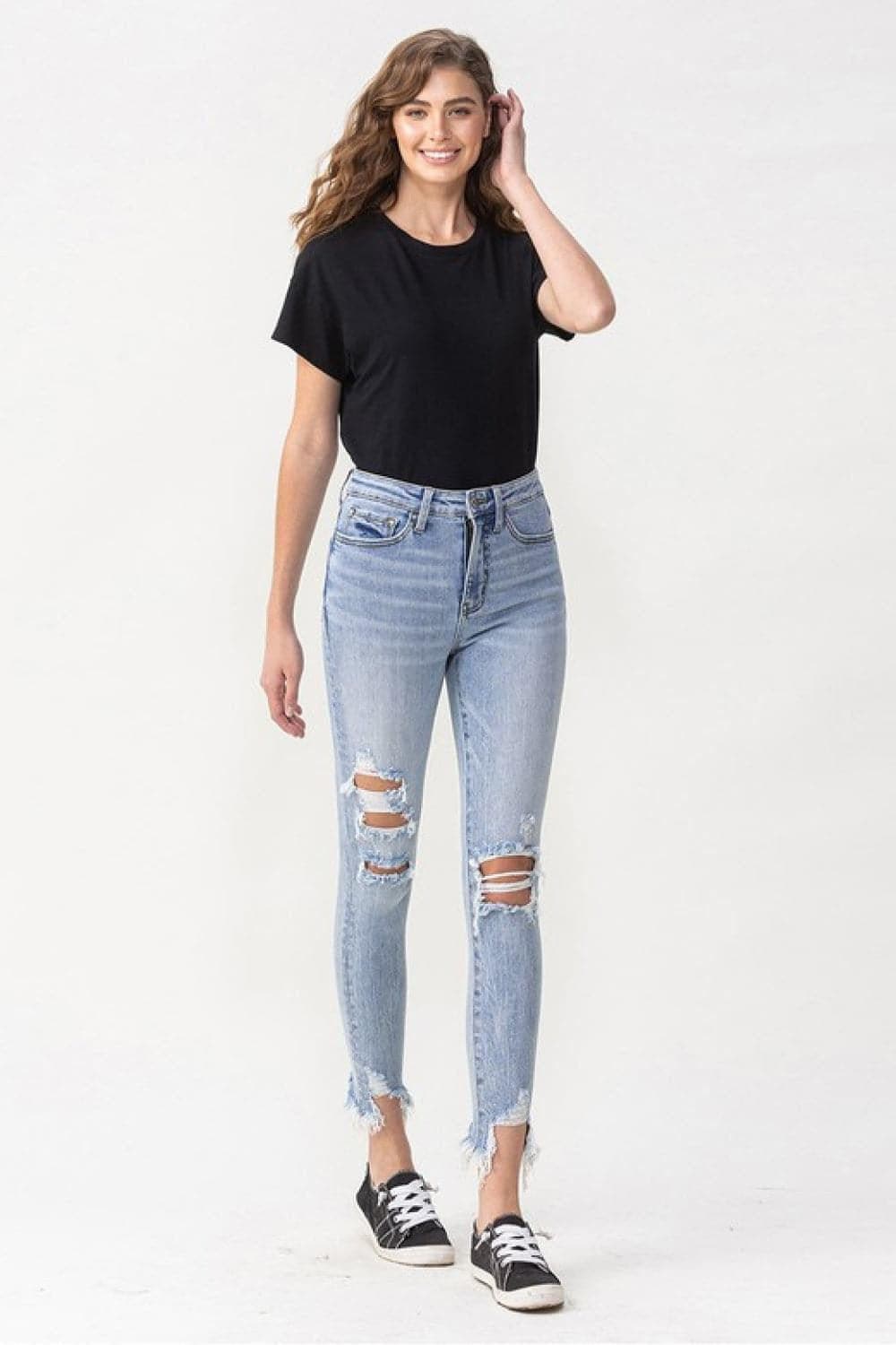 Lovervet Full Size Lauren Distressed High Rise Skinny Jeans - SwagglyLife Home & Fashion