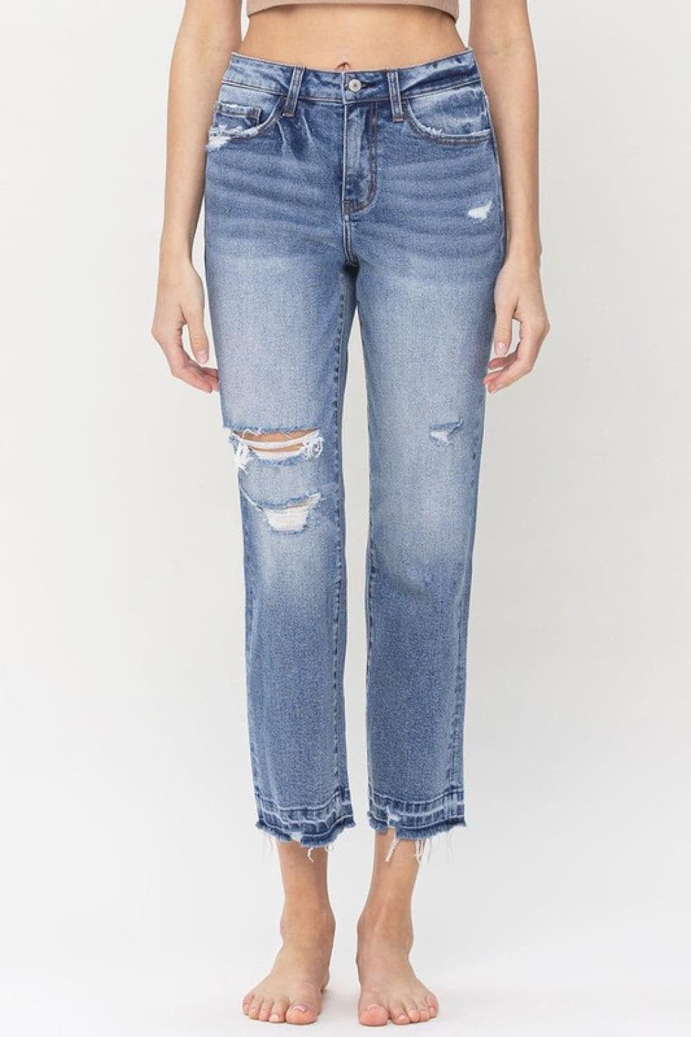Lovervet Full Size Lena High Rise Crop Straight Jeans - SwagglyLife Home & Fashion