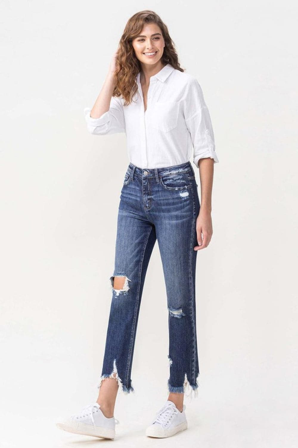 Lovervet Jackie Full Size High Rise Crop Straight Leg Jeans - SwagglyLife Home & Fashion