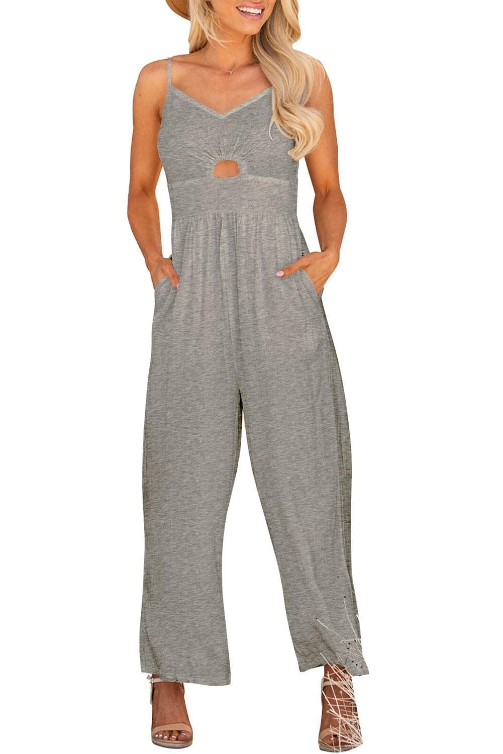 Smocked Spaghetti Strap Wide Leg Jumpsuit - SwagglyLife Home & Fashion
