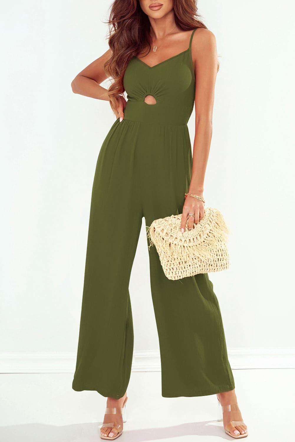 Smocked Spaghetti Strap Wide Leg Jumpsuit - SwagglyLife Home & Fashion