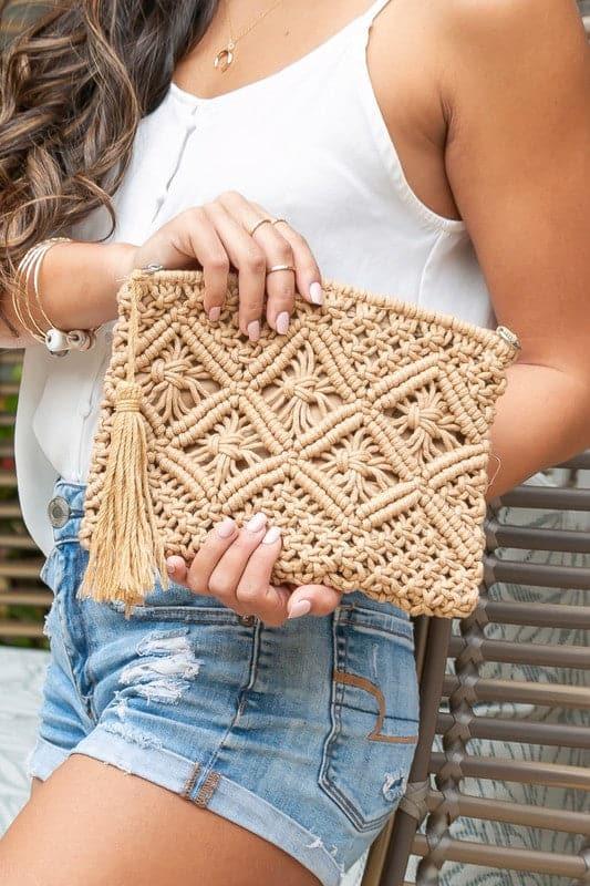 Macrame Tassel Clutch - SwagglyLife Home & Fashion