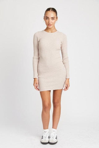 Marie Ribbed Long Sleeve Mini Dress - SwagglyLife Home & Fashion