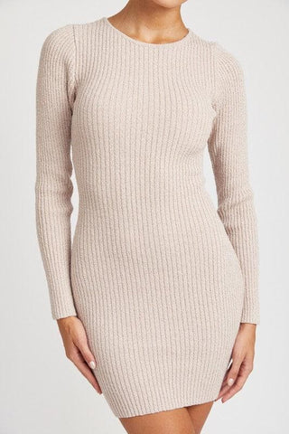 Marie Ribbed Long Sleeve Mini Dress - SwagglyLife Home & Fashion