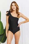 Marina West Swim Deep End One-Shoulder One-Piece Swimsuit in Black - SwagglyLife Home & Fashion