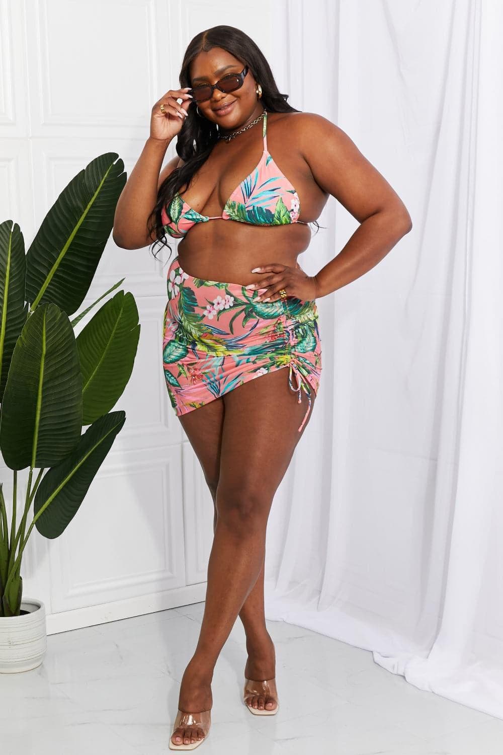 Marina West Swim Paradise Awaits Triangle Bikini and Sarong Set - SwagglyLife Home & Fashion