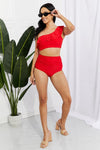 Marina West Swim Seaside Romance Ruffle One-Shoulder Bikini in Red - SwagglyLife Home & Fashion