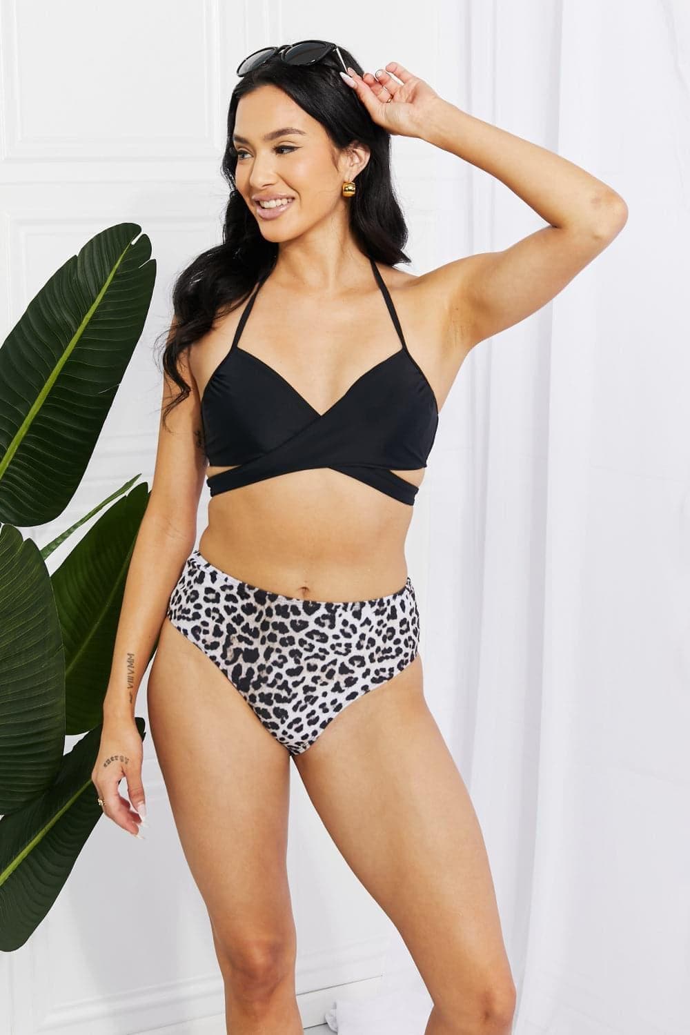 Marina West Swim Summer Splash Halter Bikini Set in Black - SwagglyLife Home & Fashion