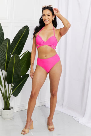 Marina West Swim Summer Splash Halter Bikini Set in Pink - SwagglyLife Home & Fashion