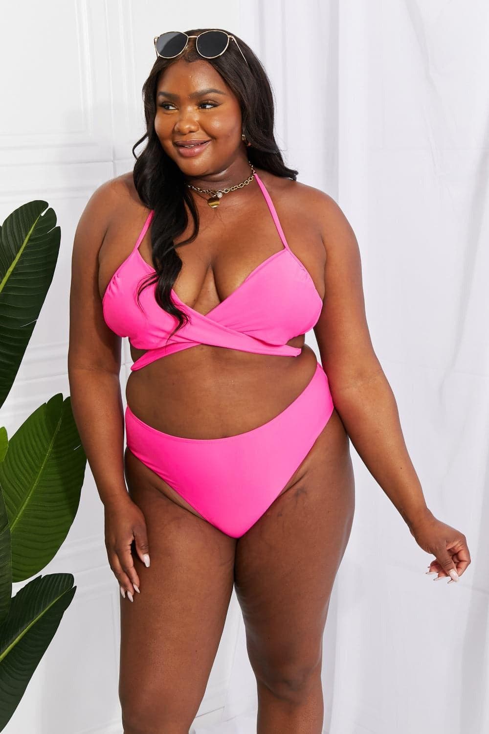 Marina West Swim Summer Splash Halter Bikini Set in Pink - SwagglyLife Home & Fashion