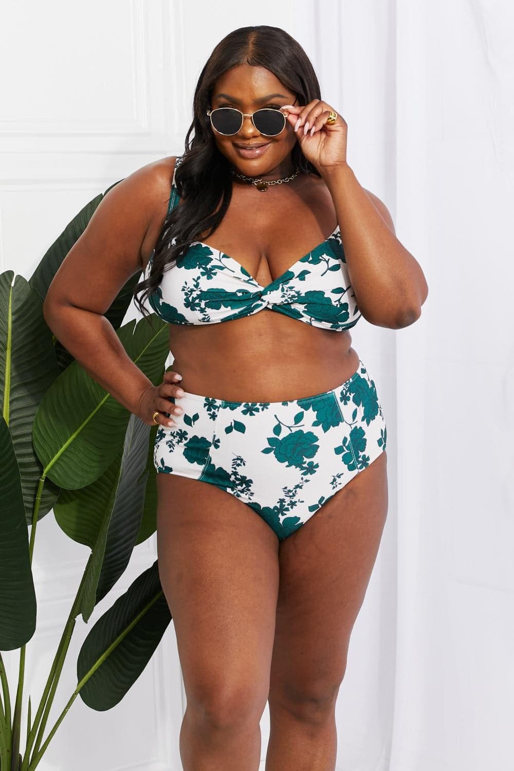 Marina West Swim Take A Dip Twist High-Rise Bikini in Forest - SwagglyLife Home & Fashion