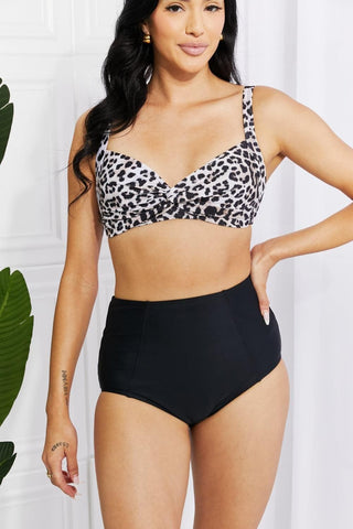 Marina West Swim Take A Dip Twist High-Rise Bikini in Leopard - SwagglyLife Home & Fashion