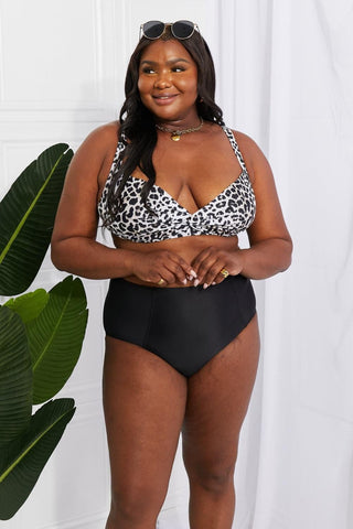 Marina West Swim Take A Dip Twist High-Rise Bikini in Leopard - SwagglyLife Home & Fashion