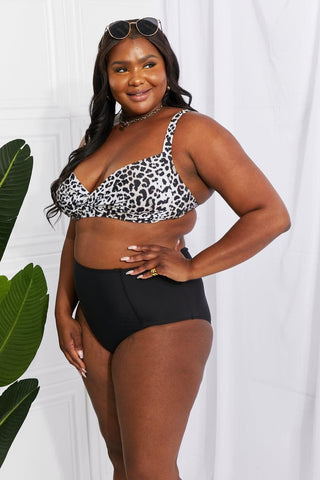 Marina West Swim Take A Dip Twist High-Rise Bikini in Leopard - SwagglyLife Home & Fashion