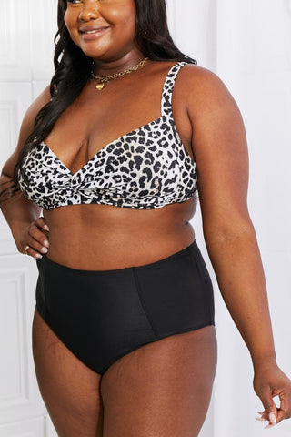 Marina West Swim Take A Dip Twist High-Rise Bikini in Leopard - SwagglyLife Home & Fashion