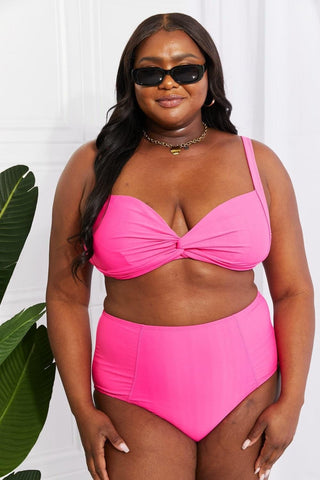 Marina West Swim Take A Dip Twist High-Rise Bikini in Pink - SwagglyLife Home & Fashion