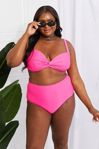 Marina West Swim Take A Dip Twist High-Rise Bikini in Pink - SwagglyLife Home & Fashion