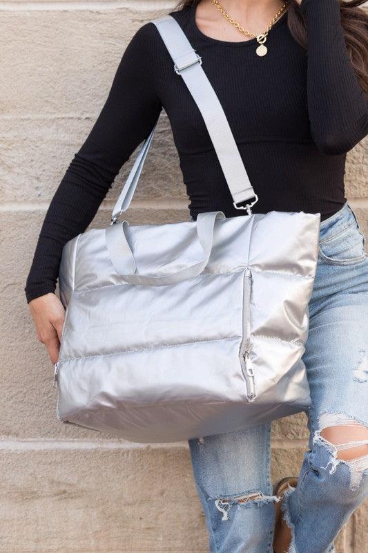 Metallic Puffer Tote - SwagglyLife Home & Fashion