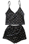 Miriam- Women's Black Silk Pajamas Set - SwagglyLife Home & Fashion