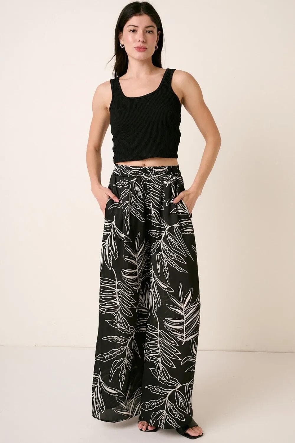 Mittoshop Printed Wide Leg Pants - SwagglyLife Home & Fashion