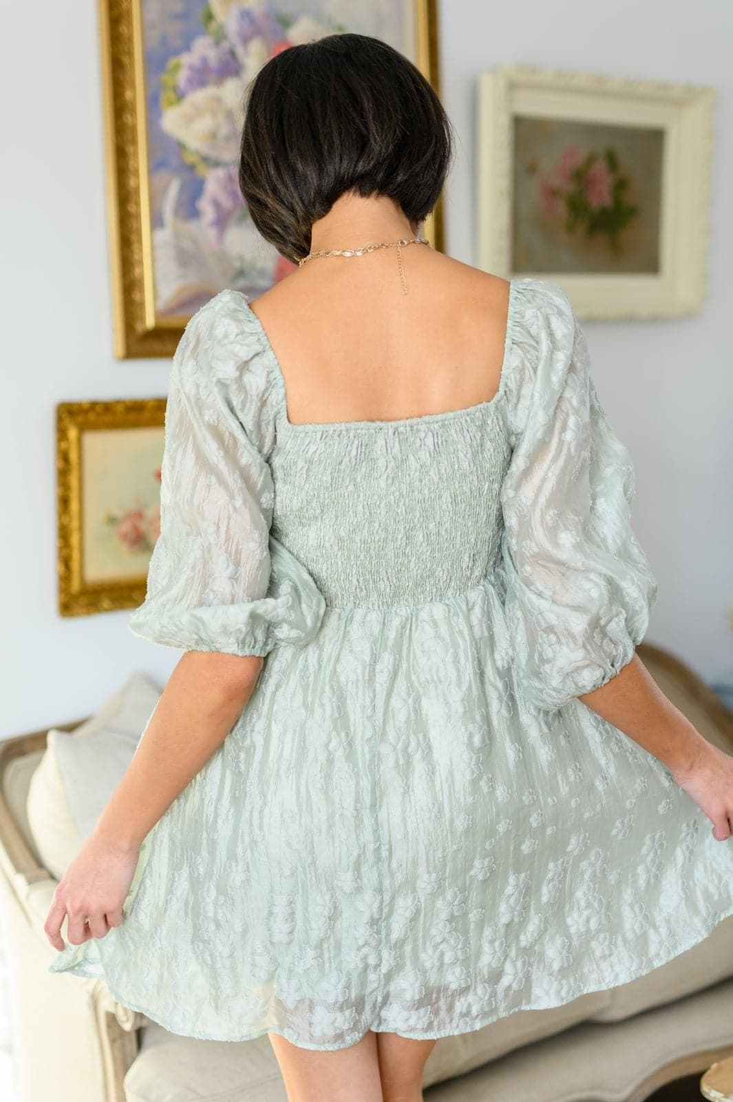 Mittoshop Spotting Fairies Puff Sleeve Dress in Sage - SwagglyLife Home & Fashion