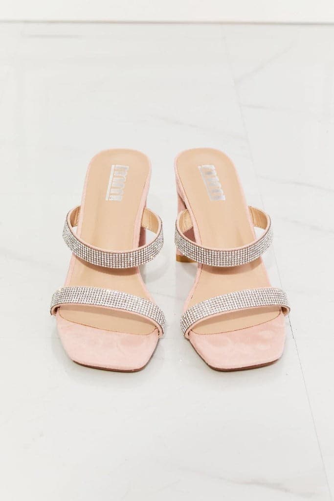 MMShoes Leave A Little Sparkle Rhinestone Block Heel Sandal in Pink - SwagglyLife Home & Fashion