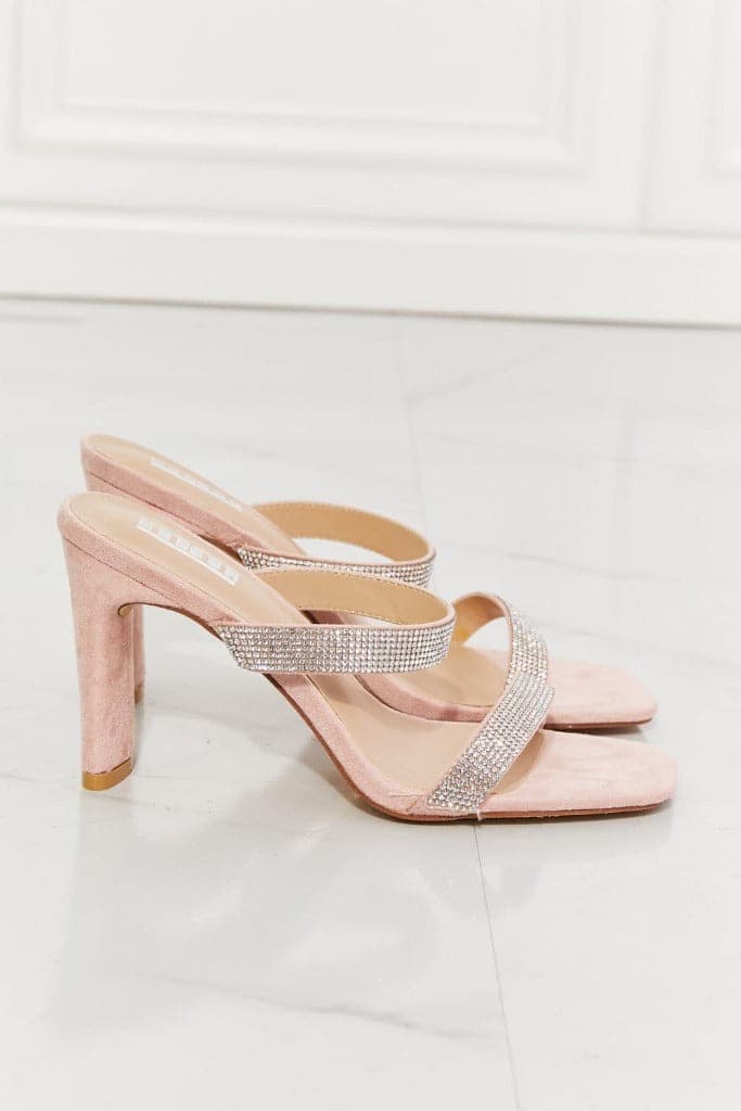 MMShoes Leave A Little Sparkle Rhinestone Block Heel Sandal in Pink - SwagglyLife Home & Fashion