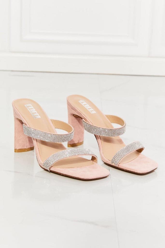 MMShoes Leave A Little Sparkle Rhinestone Block Heel Sandal in Pink - SwagglyLife Home & Fashion