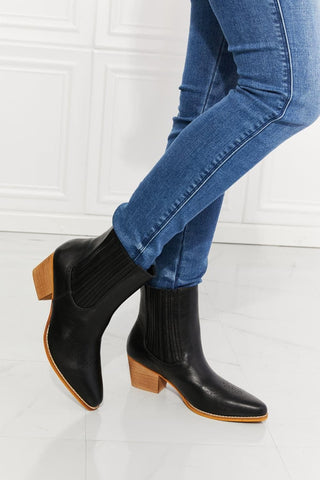 MMShoes Love the Journey Stacked Heel Chelsea Boot in Black - SwagglyLife Home & Fashion