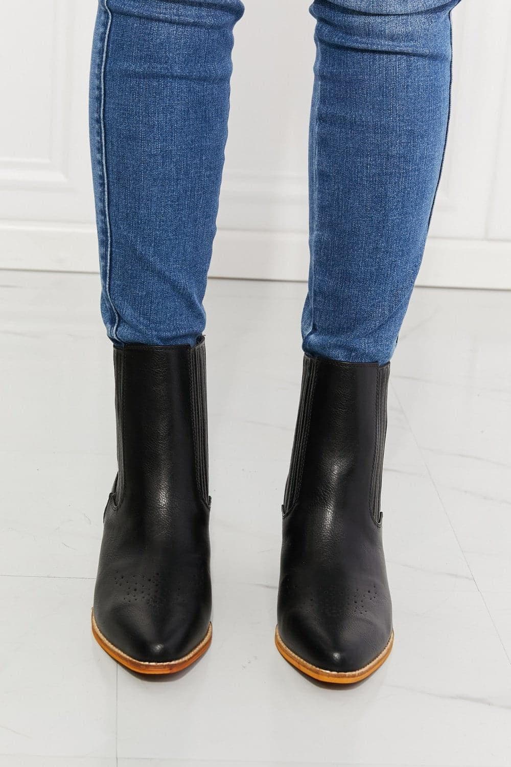 MMShoes Love the Journey Stacked Heel Chelsea Boot in Black - SwagglyLife Home & Fashion