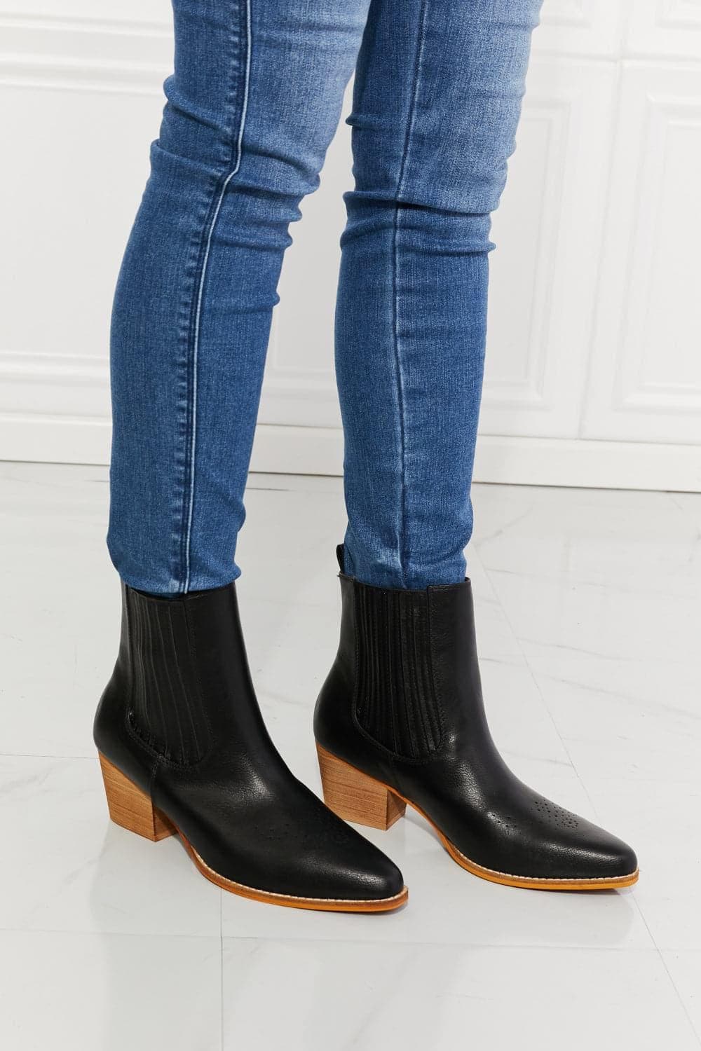 MMShoes Love the Journey Stacked Heel Chelsea Boot in Black - SwagglyLife Home & Fashion