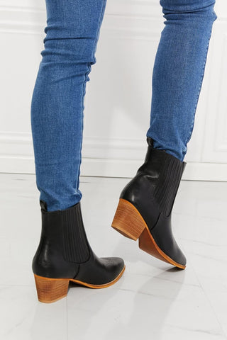 MMShoes Love the Journey Stacked Heel Chelsea Boot in Black - SwagglyLife Home & Fashion