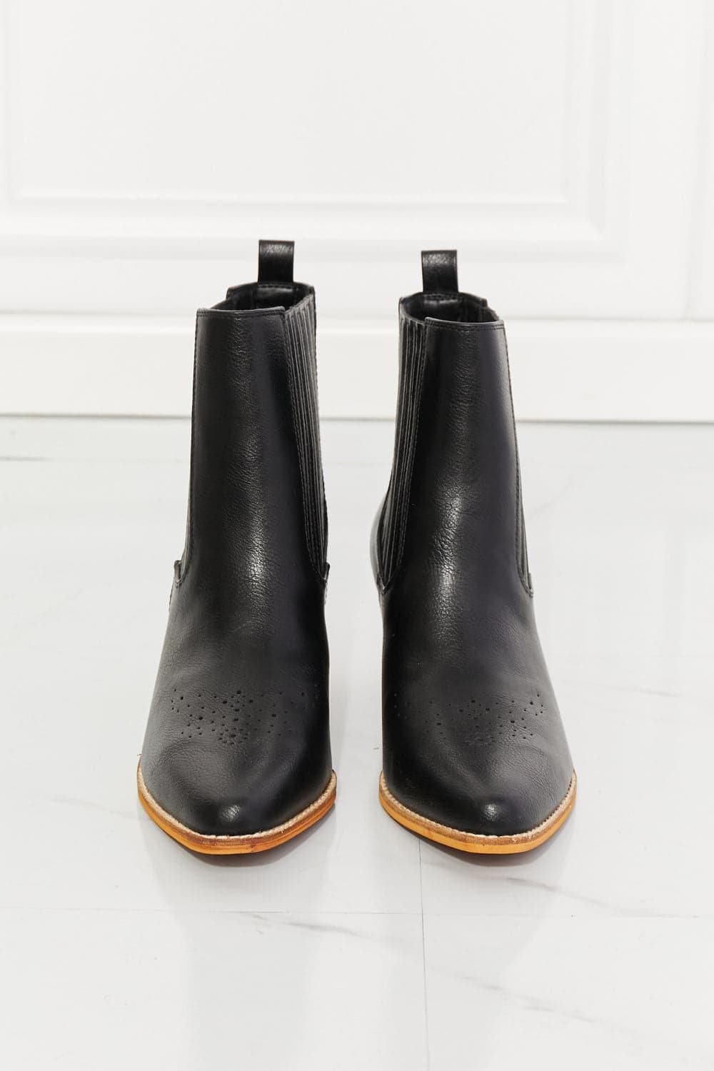 MMShoes Love the Journey Stacked Heel Chelsea Boot in Black - SwagglyLife Home & Fashion