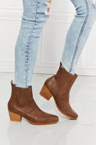 MMShoes Love the Journey Stacked Heel Chelsea Boot in Chestnut - SwagglyLife Home & Fashion