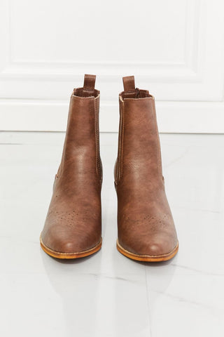 MMShoes Love the Journey Stacked Heel Chelsea Boot in Chestnut - SwagglyLife Home & Fashion