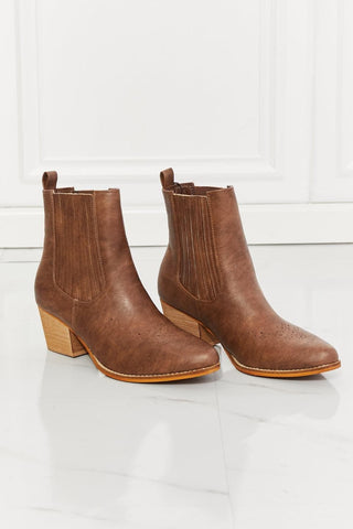 MMShoes Love the Journey Stacked Heel Chelsea Boot in Chestnut - SwagglyLife Home & Fashion