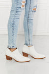 MMShoes Trust Yourself Embroidered Crossover Cowboy Bootie in White - SwagglyLife Home & Fashion