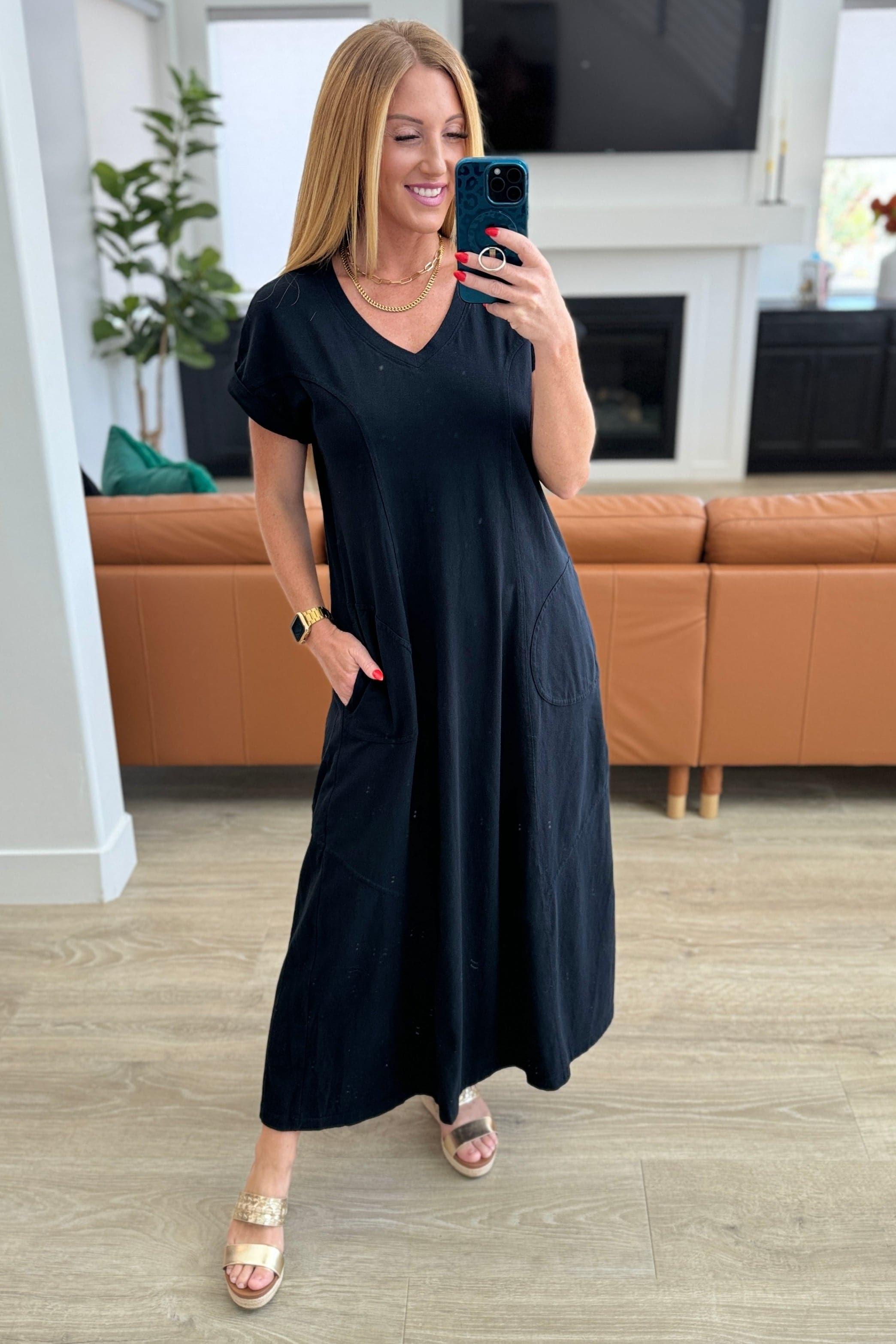 Modern Maritime Shift Maxi Dress in Black - SwagglyLife Home & Fashion